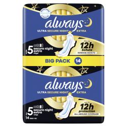 Always Ultra Secure Night Extra Binden mit Flügeln (Größe 5)
