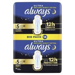 Always Ultra Secure Night Extra Binden mit Flügeln (Größe 5)