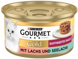 Purina Gourmet Gold raffiniertes Ragout Duett mit Lachs und Seelachs