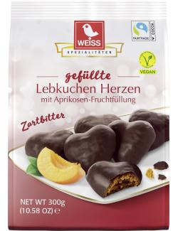 Weiss gefüllte Lebkuchen Herzen Zartbitter