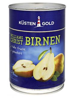 Küstengold Williams Christ Birnen halbe Frucht gezuckert