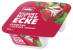 MÌller Joghurt mit der Ecke Erdbeere & cremiger Joghurt Erdbeer
