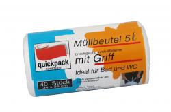 Quickpack Müllbeutel mit Griff 5 Liter transparent