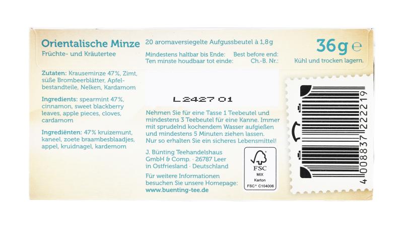 Bünting Tee Orientalische Minze