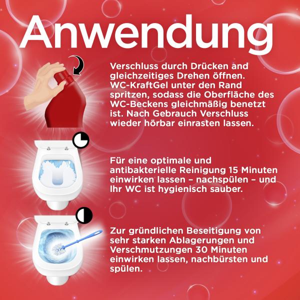 Bref Power WC-Kraftgel gegen 99,9% der Bakterien