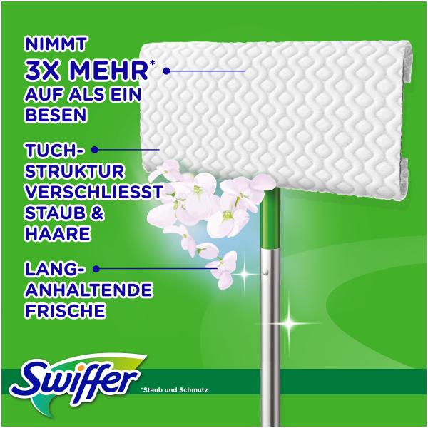 Swiffer Boden Starterset Wet + Dry (Bodenstab + 3 Wet Wischtücher + 8 Dry Trockentücher)