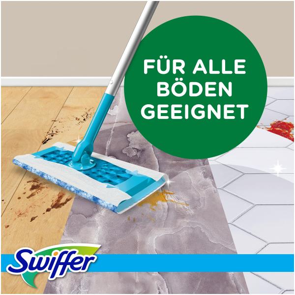 Swiffer Boden Starterset Wet + Dry (Bodenstab + 3 Wet Wischtücher + 8 Dry Trockentücher)