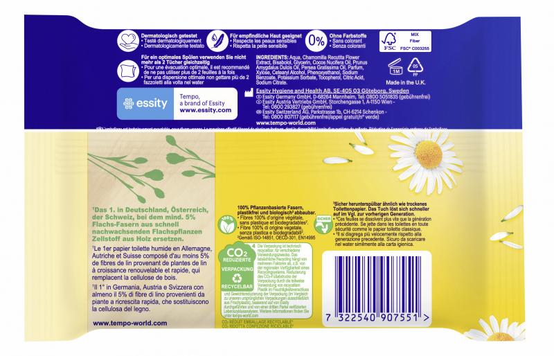 Tempo Feuchte Toilettentücher sanft & pflegend Kamille