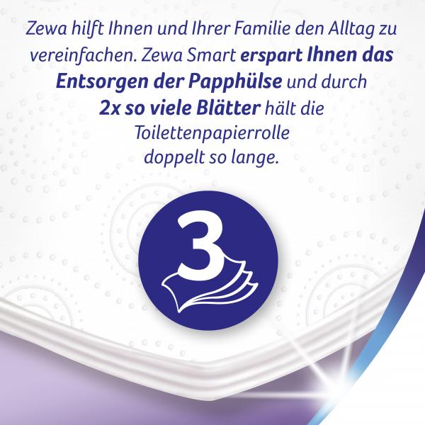 Zewa Smart ohne Hülse Toilettenpapier 3-lagig