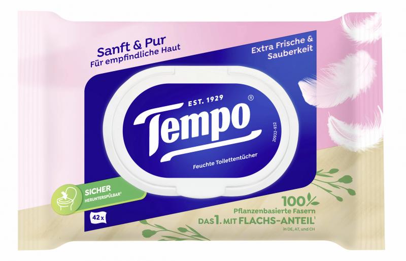 Tempo Feuchte Toilettentücher sanft & pur für empfindliche Haut