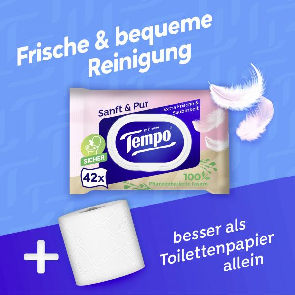 Tempo Feuchte Toilettentücher sanft & pur für empfindliche Haut