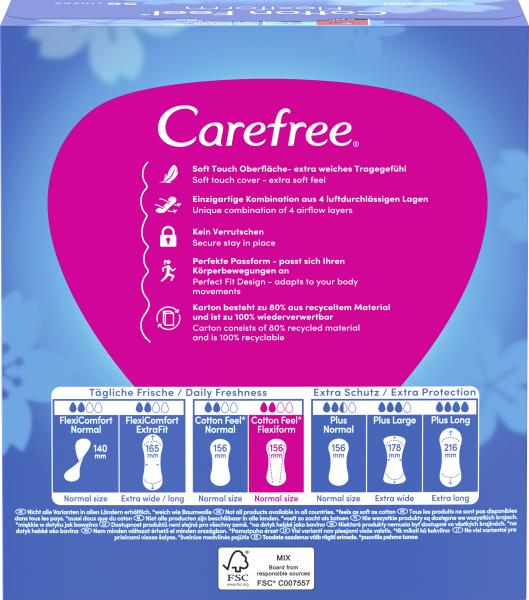 Carefree Cotton Feel Flexiform Slipeinlagen Frischeduft