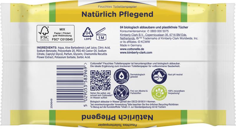 Cottonelle Feuchtes Toilettenpapier Pflegend Kamille & Aloe Vera