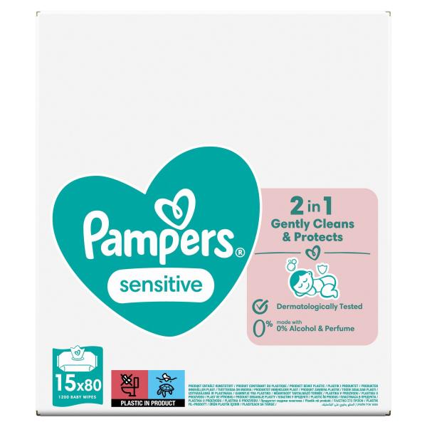 Pampers Feuchte Tücher Sensitiv 15 Packungen