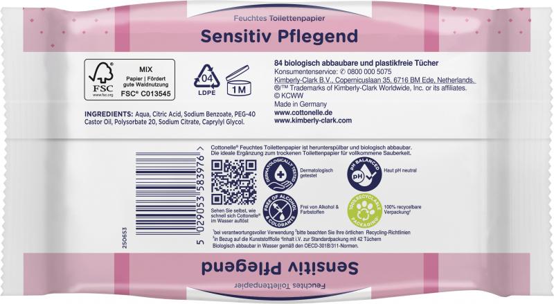Cottonelle Feuchtes Toilettenpapier Sensitiv pflegend Maxi Pack