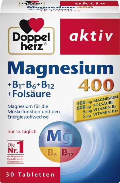 Doppelherz aktiv Magnesium 400 + B1 + B6 + B12 + Folsäure
