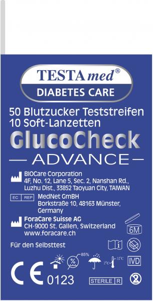 Testa med Diabetes Care GlucoCheck Advance Blutzucker Testerstreifen