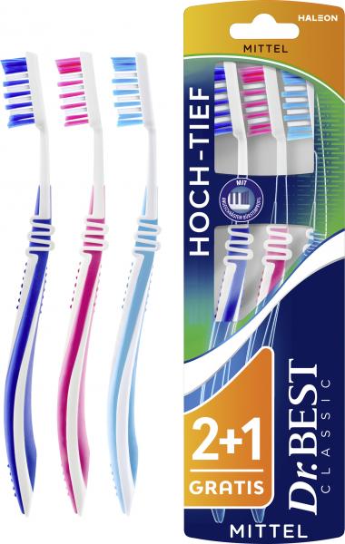 Dr. Best Zahnbürsten Classic Hoch-Tief Mittel
