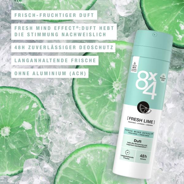 8X4 Deodorant Spray Fresh Lime