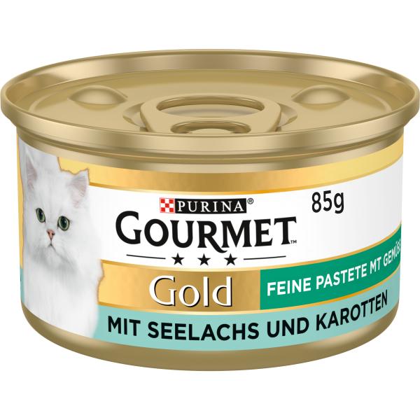 Purina Gourmet Gold Feine Pastete mit Gemüse mit Seelachs & Karotten