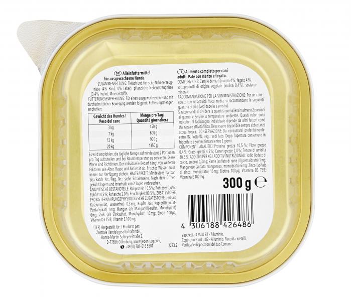 Jeden Tag Hund Pastete mit Rind & Leber