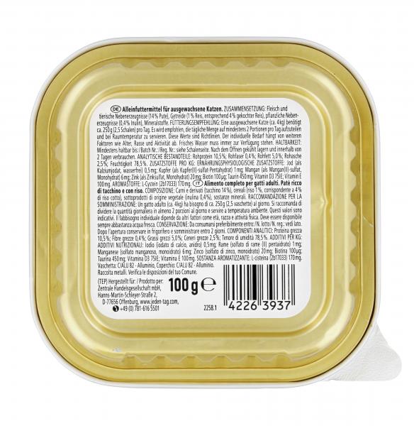 Jeden Tag Kaze Sensitiv Pastete reich an Pute & mit Reis