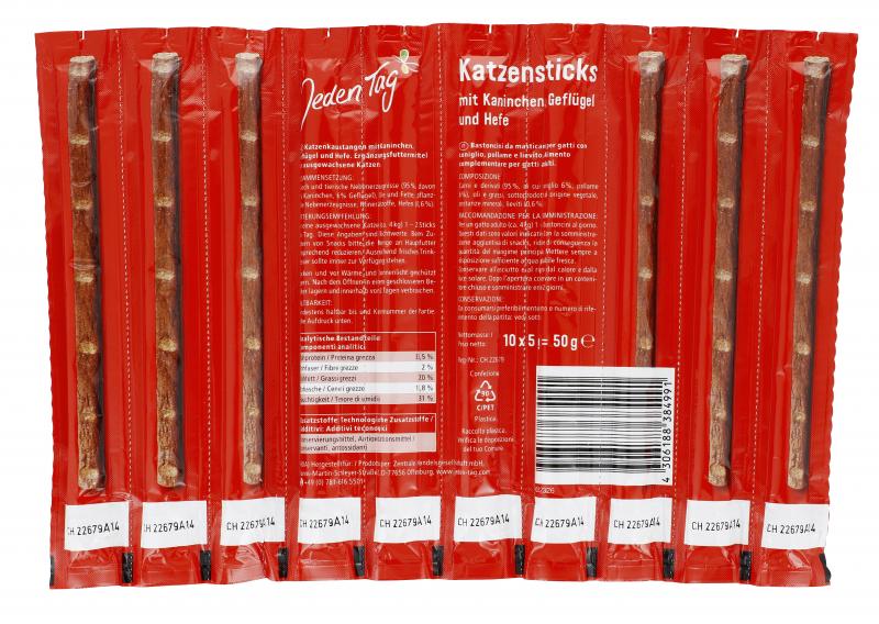 Jeden Tag Katzensticks Kaninchen Geflügel & Hefe