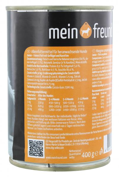 Mein Freund Hund Pastete Junior Geflügel