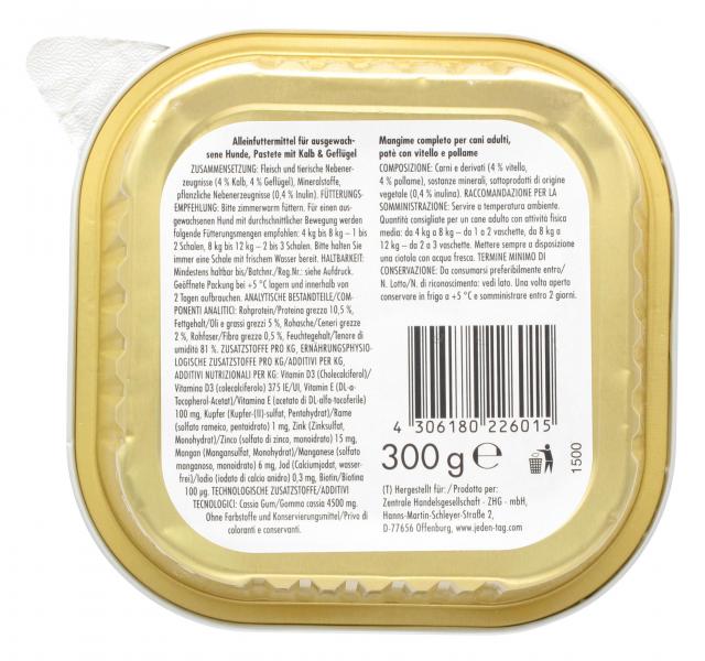 Jeden Tag Hund Pastete Kalb und Geflügel