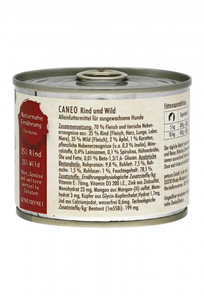 Caneo Ruf der Wildnis Rind und Wild getreidefrei