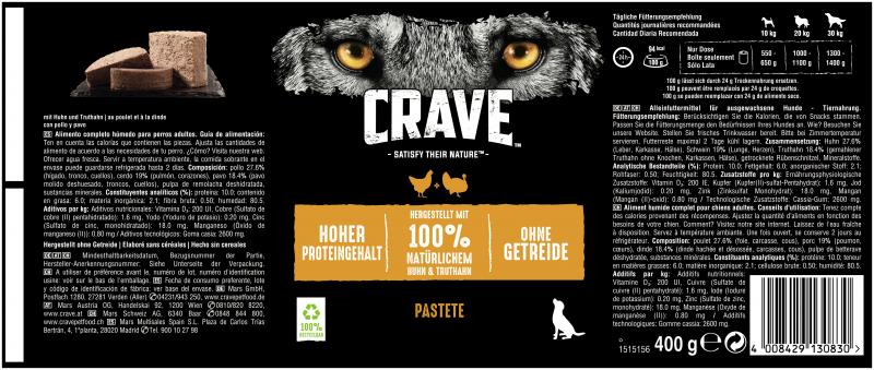 Crave Hund Adult Pastete mit Huhn & Truthahn