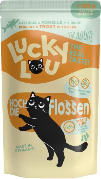 Lucky Lou Hoch die Flossen Geflügel & Forelle mit Birne