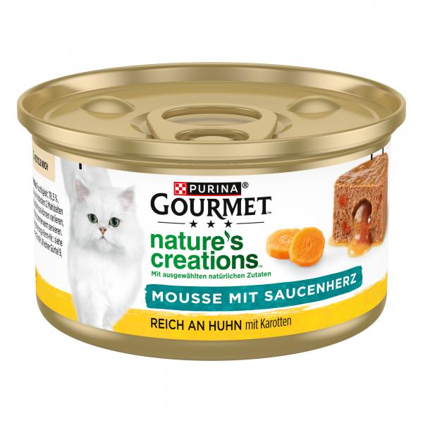 Purina Gourmet Nature's creations Mousse mit Saucenherz reich an Huhn mit Karotten