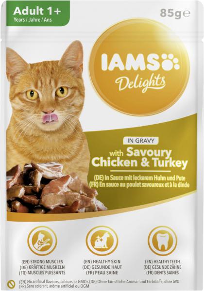 Iams Delights Cat in Sauce mit leckerem Huhn und Pute