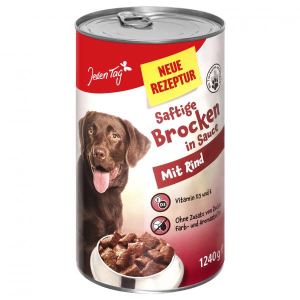 Jeden Tag Hund Saftige Brocken in Sauce mit Rind