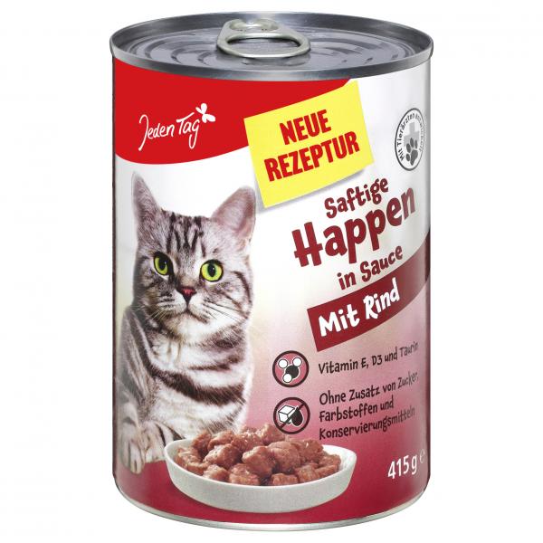 Jeden Tag Katze Saftige Happen in Sauce mit Rind