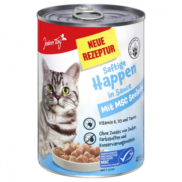 Jeden Tag Katze Saftige Happen in Sauce mit MSC Seelachs