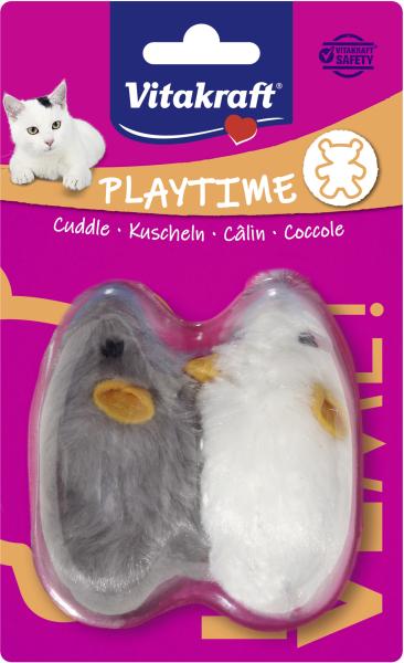 Vitakraft Plüschmäuse mit Quietscher, Langhaar für Katzen