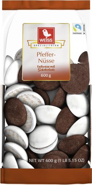 Weiss Pfeffernüsse teilweise mit Schokolade