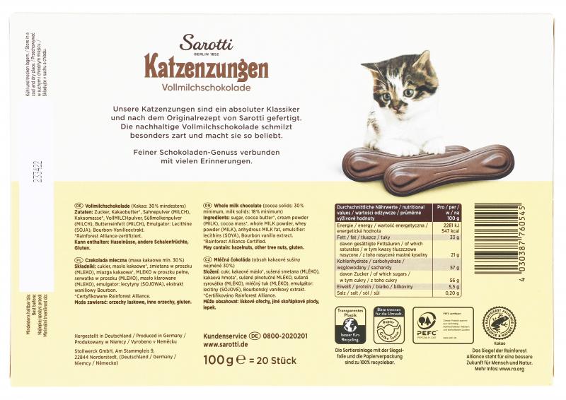 Sarotti Katzenzungen Vollmilch