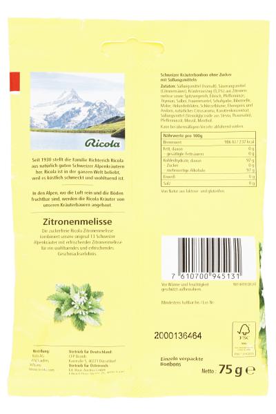 Ricola Zitronenmelisse ohne Zucker