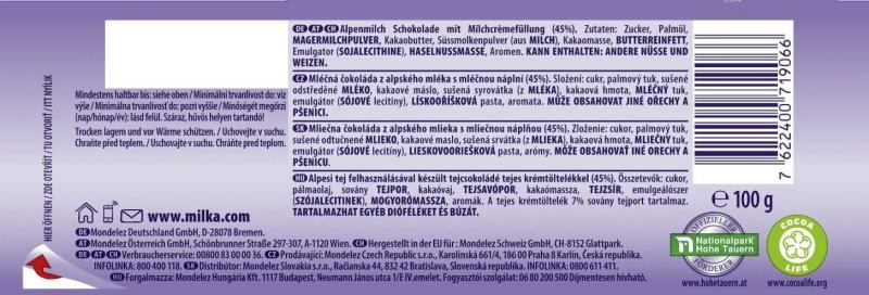 Milka Tafel Alpenmilch-Crème