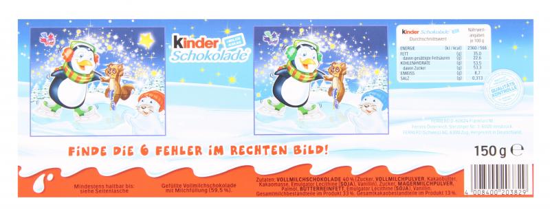 Kinder Schokolade Riegel Weihnachten