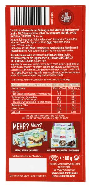 Frankonia No Sugar Added Zartbitter Schokolade