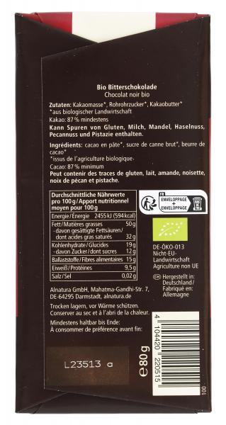 Alnatura Edelbitter Schokolade 87%