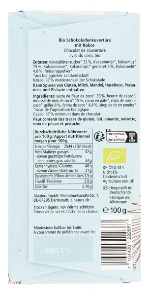 Alnatura Kokos mit Kokosblütenzucker Schokolade