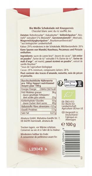 Alnatura Weiße Crisp Schokolade
