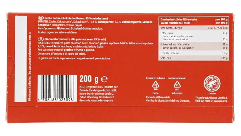 Jeden Tag Herbe Sahne-Schokolade