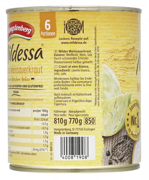 Hengstenberg Mildessa Weinsauerkraut mild