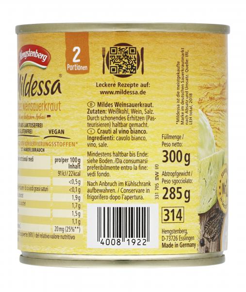 Hengstenberg Mildessa Weinsauerkraut mild